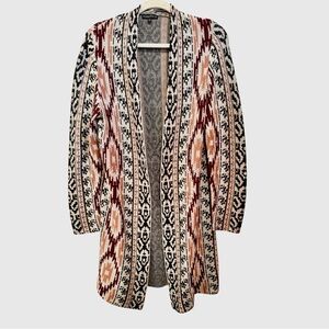 Tribal Pattern Open Front Cardigan Sweater Aztec Rodeo Western Kimono Sz M